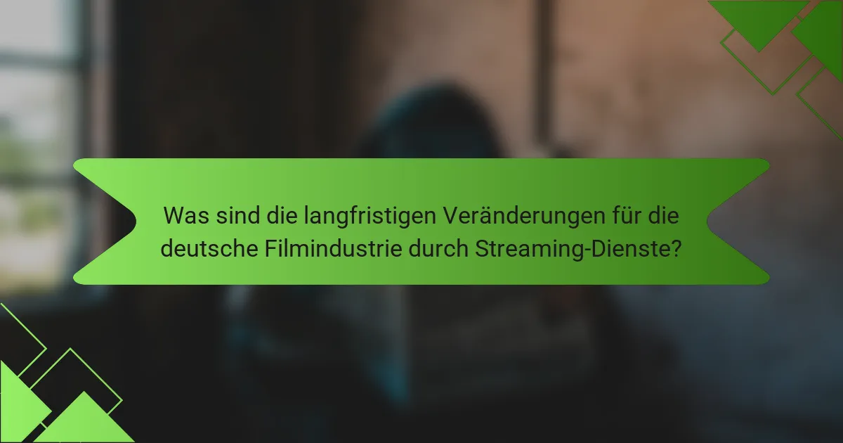 Was sind die langfristigen Veränderungen für die deutsche Filmindustrie durch Streaming-Dienste?