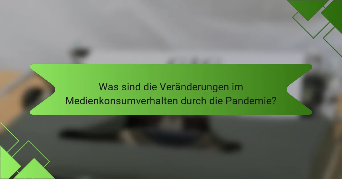 Was sind die Veränderungen im Medienkonsumverhalten durch die Pandemie?