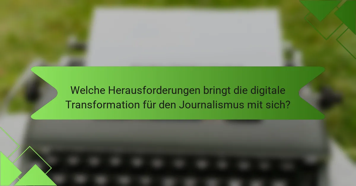 Welche Herausforderungen bringt die digitale Transformation für den Journalismus mit sich?