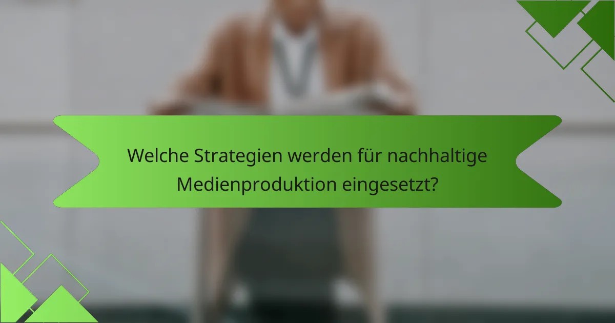 Welche Strategien werden für nachhaltige Medienproduktion eingesetzt?