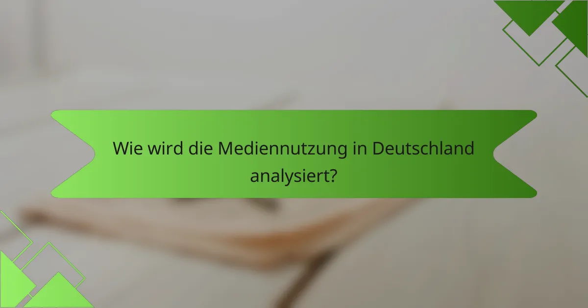 Wie wird die Mediennutzung in Deutschland analysiert?